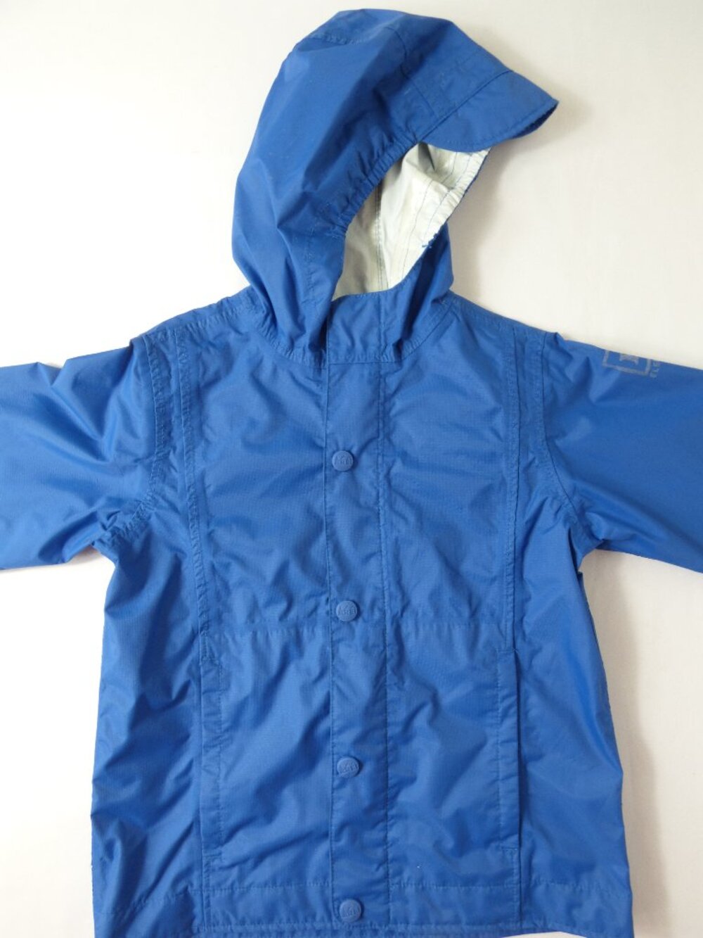 REI Blue Hooded Rain Jacket, Size 4T